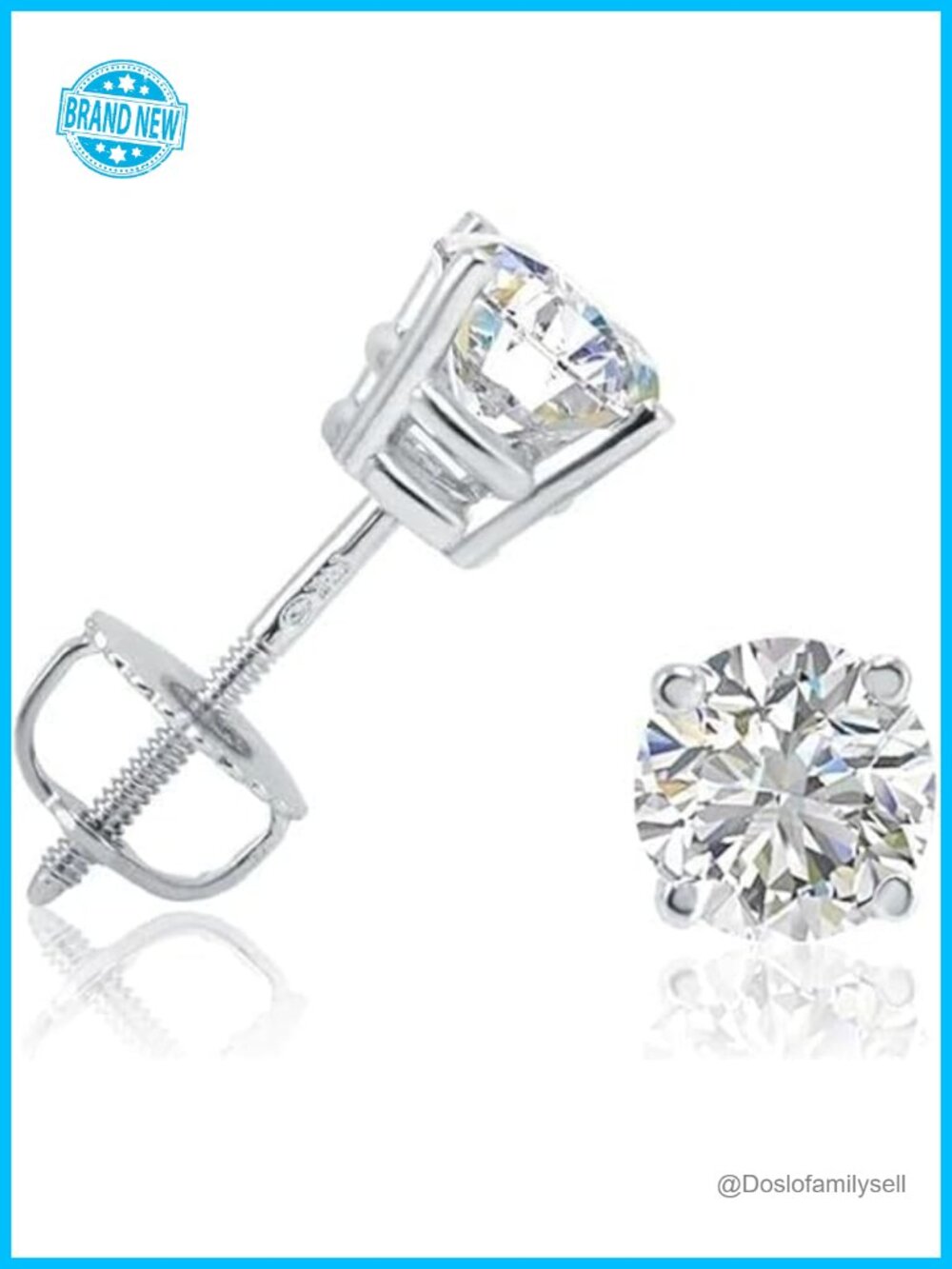 1 Ct Round Lab Grown Diamond Stud Earrings S925 Gold Plated